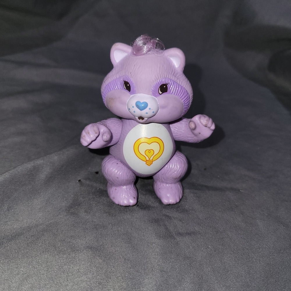 Vintage 80's Care Bear Cousin Bright Heart Raccoon Poseable Figure Toy